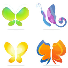 illustration of colorful vector butterflies on an isolated background