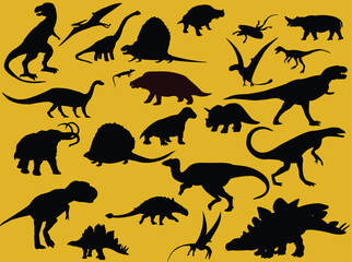 collection of dinosaur silhouette - vector