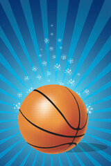 illustration of basketball on floral background