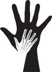 Stylized hands anatomy. Black and white illustration