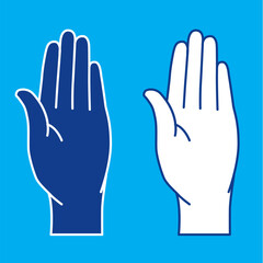 Illustration of palms on blue background.