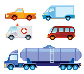 Set of various funny toy cars - vector illustration
