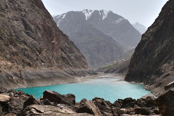 The Seven Lakes near the Uzbek border in Tajikistan - 608052949