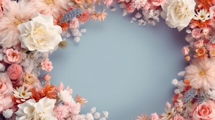 Obraz na płótnie Canvas AI art flower frame 花のフレーム