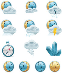 Set of the weather forecast related icons