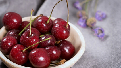 Red fresh cherries