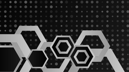 Abstract black background with geometric hexagons
