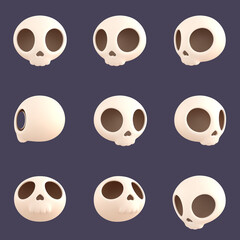 Simple cartoon skull 3d render illustration.