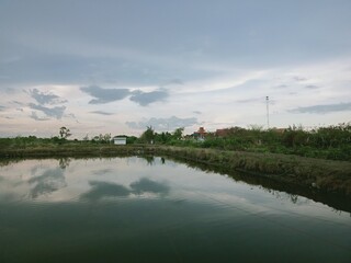 landscape with river and blue sky