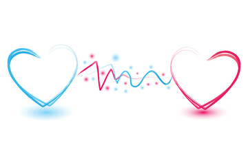 illustration of connecting hearts on white background