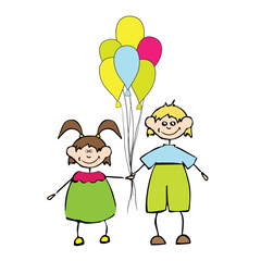 happy kids playing. vector illustration