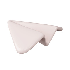 3d paper airplane minimal school icon. isolated on background, icon symbol clipping path. 3d render illustration