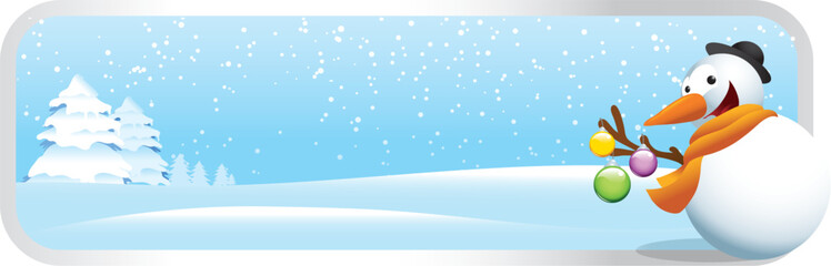 Snowman Christmas Cartoon Banner
