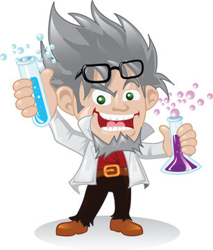 A cartoon mad scientist character