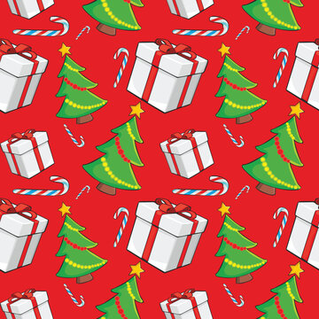 fully editable vector illustration seamless pattern with christmas items