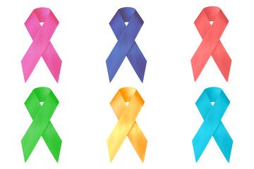 illustration of breast cancer awareness ribbons on white background