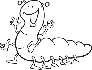 cartoon illustration of funny caterpillar for coloring book