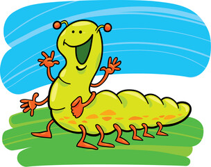 cartoon illustration of funny caterpillar