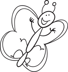 cartoon illustration of funny butterfly for coloring book