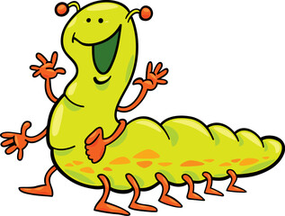 cartoon illustration of funny caterpillar