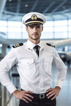 Portrait pilot standing confident AI Generative