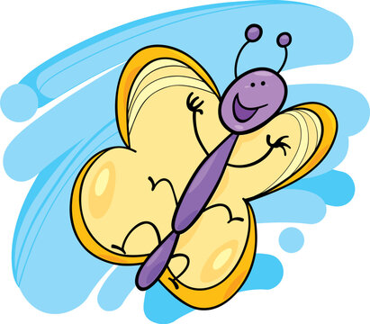 cartoon illustration of funny butterfly