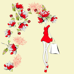 Fototapeta premium Beautiful young woman with flowers