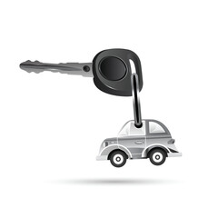 illustration of key with car on white background