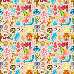 seamless cute cartoon pattern(vector)