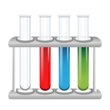 illustration of colorful test tubes on white background