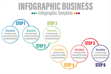 Business data visualization.six 6 timeline steps or option infographic icons designed for abstract background template