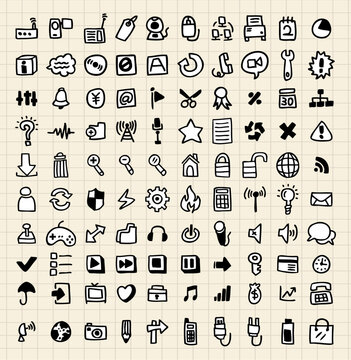 100 hand draw web icons