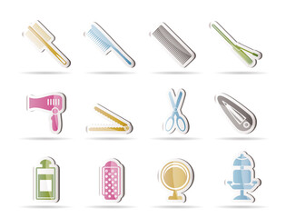 hairdressing, coiffure and make-up icons  - vector icon set