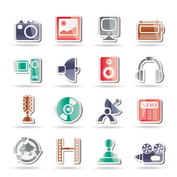 Media and household equipment icons - vector icon set
