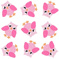 Foto op Canvas seamless owl pattern in pink colours © Designpics