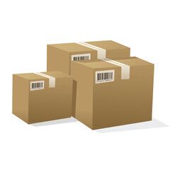 Fototapeta premium illustration of pile of cardboard boxes with bar code