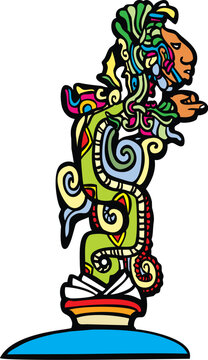 Vision serpent derived from traditional mayan temple imagery.