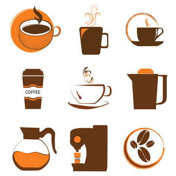 illustration of set of coffee icon