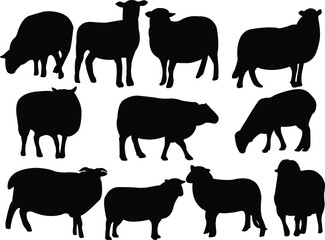 sheep silhouette collection vector