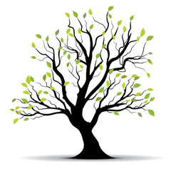 Green vector tree over white background