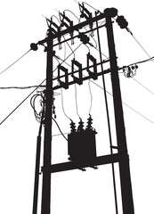Vector silhouette of small electric transformer substation