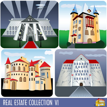 Real estate collection 5, different kind of buildings.