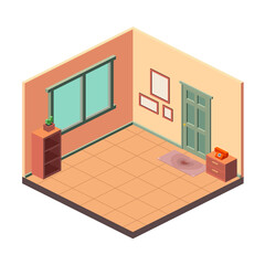 flat modern room with an isometric design