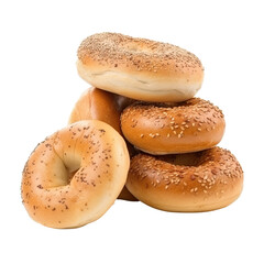 bagels isolated on a transparent background - obrazy, fototapety, plakaty