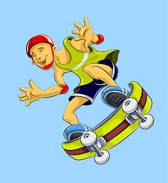 extremal guy on skate - vector illustration