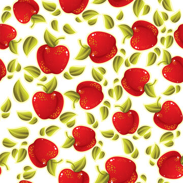 Red apples seamless pattern. Design background