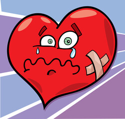 cartoon illustration of broken heart