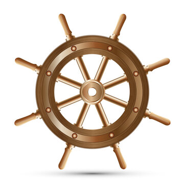 Sea-craft steering wheel on a white background