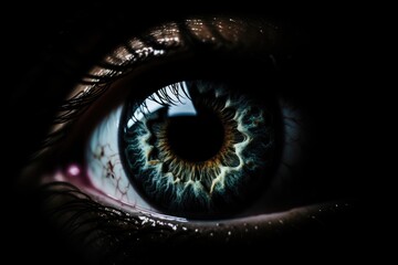 close-up human eye with a dark background Generative AI