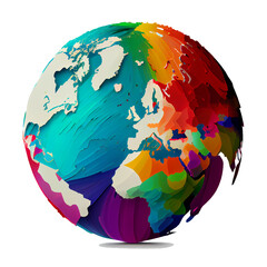 colorful globe On white background with clipping path. generative AI